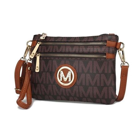 MKF COLLECTION BY MIA K MKF Collection by Mia K MKF-MM5739BR Geneve M Signature Crossbody Bag; Brown MKF-MM5739BR